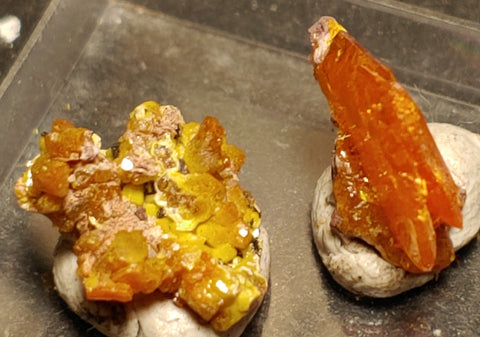 Wulfenite and Mimetite from Rowley Mine, Arizona. 1.2 cm #4076