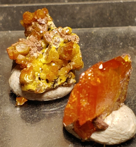 Wulfenite and Mimetite from Rowley Mine, Arizona. 1.2 cm #4076