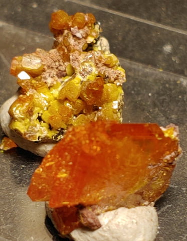 Wulfenite and Mimetite from Rowley Mine, Arizona. 1.2 cm #4076